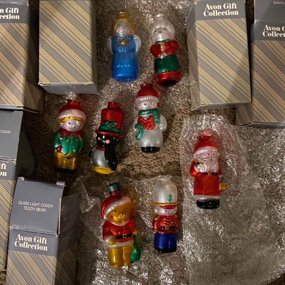 1970s Avon Collection glass light covers for the holidays